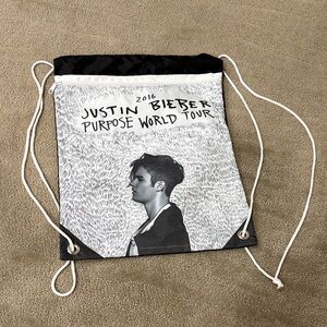 Justin Bieber Black and White Drawstring Bag